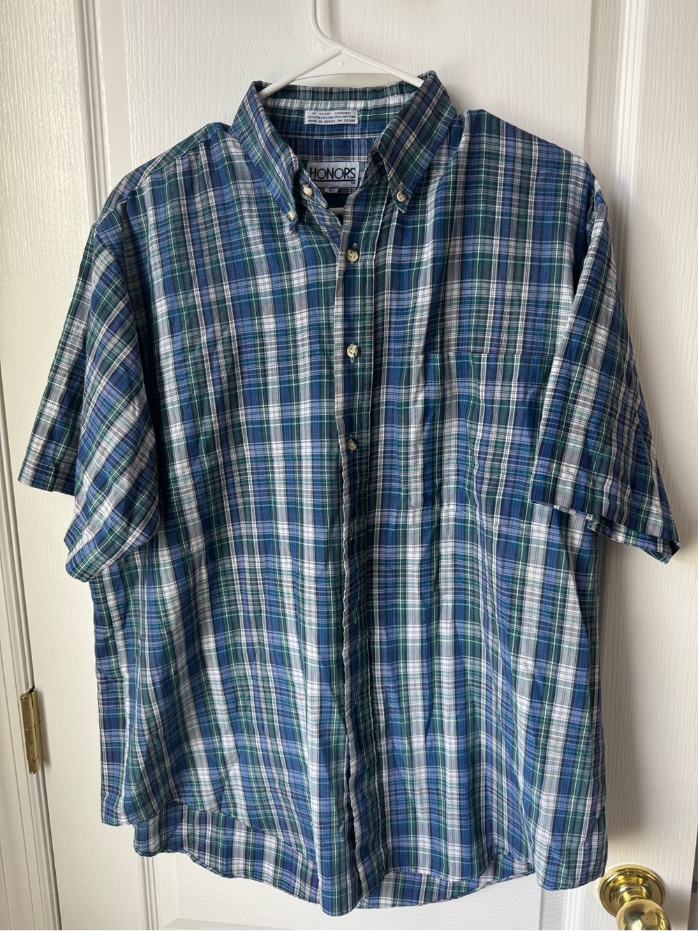 HonorsMen's Blue & Green Plaid Button-Down Shirt